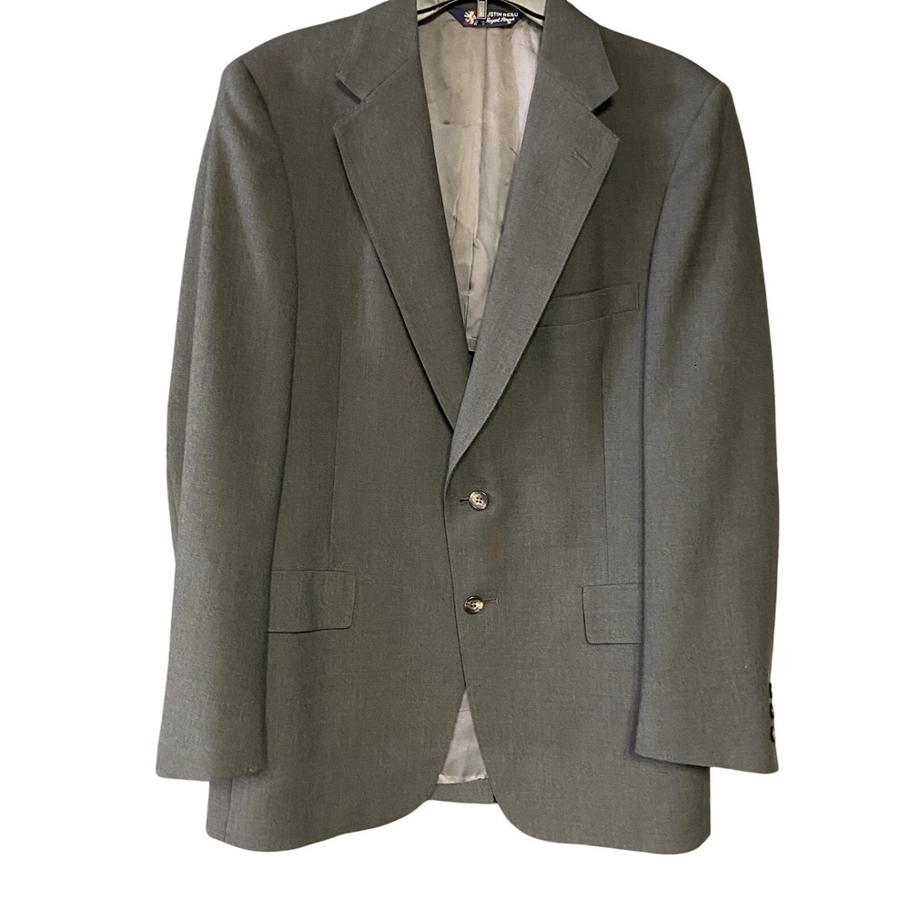 Vintage Austin Reed Blazer Mens 44 Gray Two Button Notch Lapel Suit Jacket USA